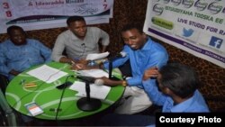 Journalists and guests are pictured at Radio Risaala in Somalia's capital, Mogadishu. (Risaala Media Corporation)