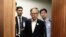 FILE - Former South Korean President Lee Myung-bak, center, appears for his first trial at the Seoul Central District Court in Seoul, May 23, 2018. Lee, who was sentenced to a 17-year prison term for a range of corruption crimes, received a presidential pardon, Dec. 27, 2022.