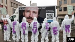 Протестная акция в поддержку Оливье Вандекастила в Брюсселе. Декабрь 2022 г. (архивное фото) 