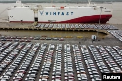 FILE - Vinfast EV cars are seen during a car shipment to the U.S. in Haiphong city, Vietnam, November 25, 2022. (REUTERS/Nguyen Ha Minh)