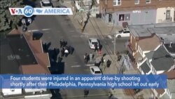 VOA60 America - Four students injured in an apparent drive-by shooting in Philadelphia