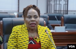 Monica Mutsvangwa, Zimbabwe information minister says the country's times of relying on international aid agencies for food relief are now changing, Harare, Dec. 13, 2022. (Columbus Mavhunga/VOA)