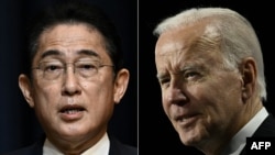 Japan's Prime Minister Fumio Kishida and US President Joe Biden