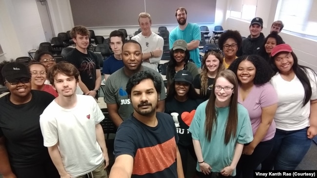 Vinay Kanth Rao with his MAT 114 Calculus students at the University of Southern Mississippi (Photo courtesy of Vinay Kanth Rao)