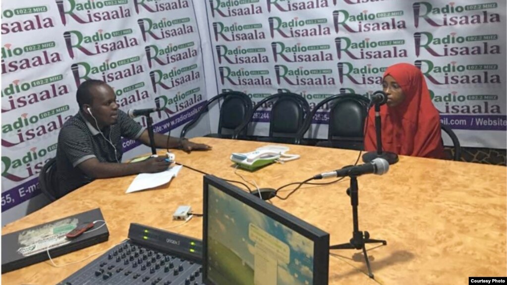 An interview is conducted at Radio Risaala in Somalia's capital Mogadishu. (Risaala Media Corporation)