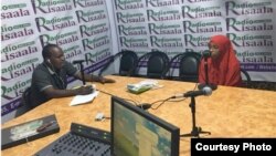 An interview is conducted at Radio Risaala in Somalia's capital Mogadishu. (Risaala Media Corporation)