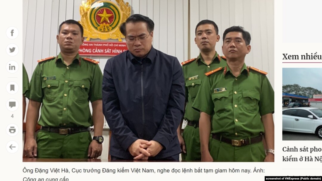 Công an Tp.HCM bắt ông Đặng Việt Hà, Cục trưởng Cục Đăng kiểm Việt Nam, 11/1/2023.