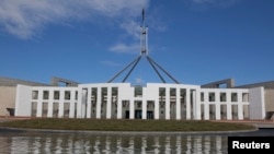 Clear skies above Australia's Federal Parliament, Canberra, May 8, 2012.