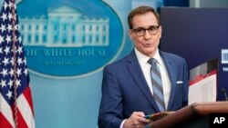 FILE - National Security Council spokesman John Kirby speaks during a press briefing at the White House, Nov. 28, 2022, in Washington. 