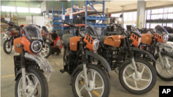 Electric motorbikes seen at the Roam Motors headquarters and workshop in Nairobi, Kenya on November 29, 2022.