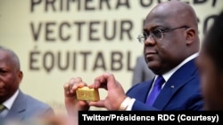 Président Félix Tshisekedi alakisi ndambo ya wolo eye RDC ezali kodinda na Emirats arabes unis, na Cité ya Union africaine, Kinshasa, 13 sanza ya yambo 2023. (Twitter/Présidence RDC) 