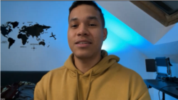 El venezolano Visckel Vázquez describe en tono de humor sus experiencias como migrante en Alemania, un país donde vive como refugiado. [Captura de pantalla de una entrevista con la VOA]