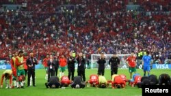 Moroccan players and staff show gratitude despite their quarterfinals loss to France at the 2022 FIFA World Cup