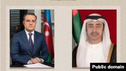 
Xarici işlər naziri Ceyhun Bayramov və BƏƏ-nin xarici işlər və beynəlxalq əməkdaşlıq naziri Şeyx Abdullah bin Zayed Əl Nəhyan (mənbə: XİN)