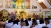 Officials pay their respects in front of a picture of Thailand’s Princess Bajrakitiyabha as she has been hospitalized due to a heart problem during the merit-making ceremony at Wat Thai Washington, DC, Silver Spring, MD. Dec 19, 2022.