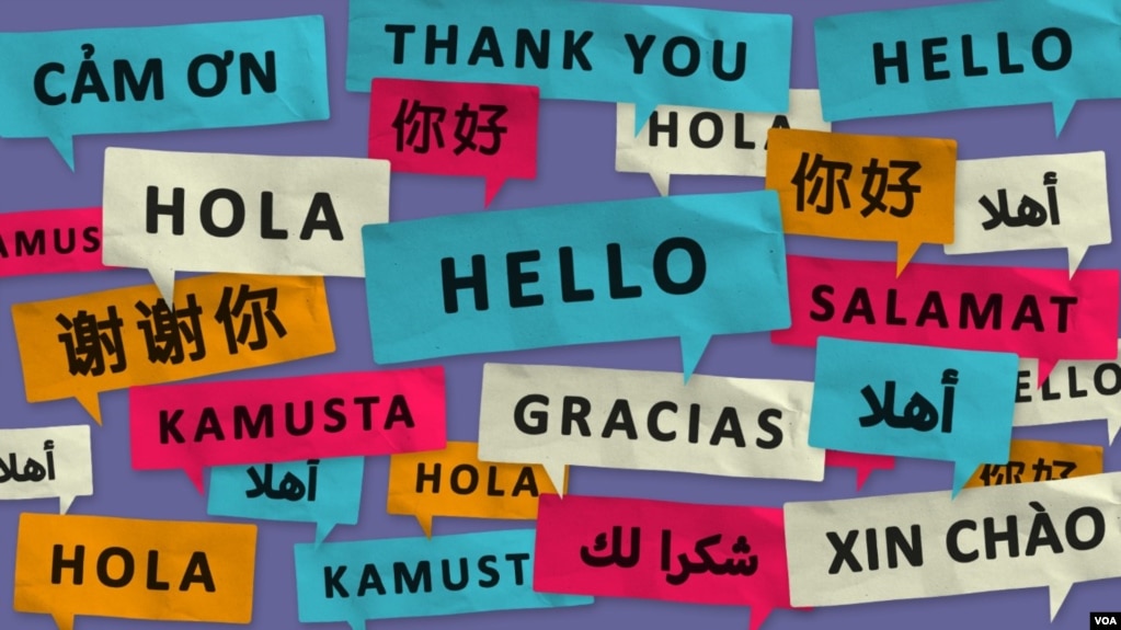 "Hello" and "thank you" in different languages. (VOA)