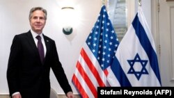 U.S. Secretary of State Antony Blinken arrives for a meeting with Israeli President Isaac Herzog, not pictured. (FILE)