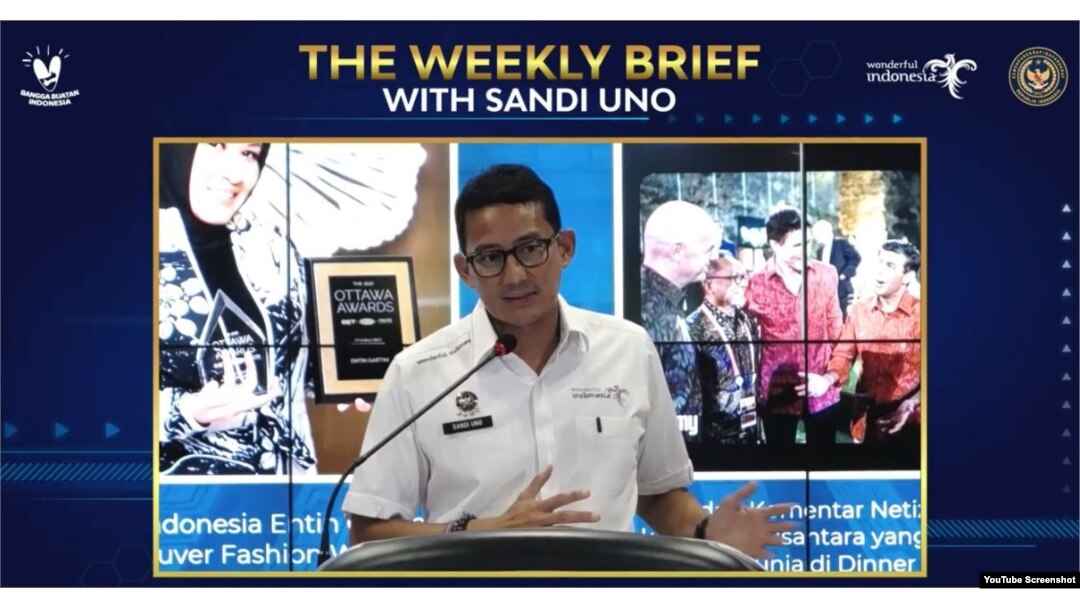 Menteri Pariwisata dan Ekonomi Kreatif, Sandiaga Salahuddin Uno, Senin (21 November 2022) (Foto : Tangkapan Layar)