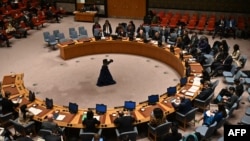 A general view shows a United Nations Security Council meeting during a vote on a draft resolution calling for an immediate end to violence in Myanmar and release of political prisoners, at the U.N. headquarters in New York on Dec. 21, 2022.