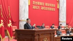 North Korean leader Kim Jong Un attends the Sixth Enlarged Plenary Meeting of 8th Central Committee of the Workers' Party in Pyongyang, North Korea, in this undated photo released on Dec. 26, 2022, by North Korea's Korean Central News Agency (KCNA).