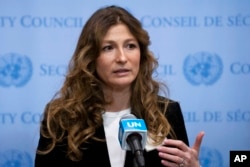 Emine Dzhaparova, primera viceministra de Relaciones Exteriores de Ucrania, habla frente a las cámaras del Consejo de Seguridad en la sede de las Naciones Unidas, el 12 de enero de 2023.
