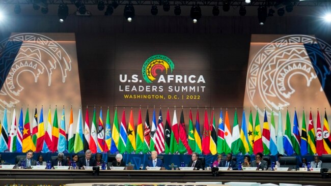 President Joe Biden speaks during the closing session of the U.S.-Africa Leaders Summit in Washington, Dec. 15, 2022.