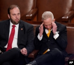 Republican Congressman Jeff Van Drew, right, listens before the 10th vote as the House meets for the third day to elect a speaker in Washington, Jan. 5, 2023.