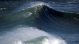 A jet ski is seen in Praia do Norte, Nazare, Portugal, Jan. 9, 2023. 