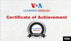 VOA Learning English Certificate of Achievement