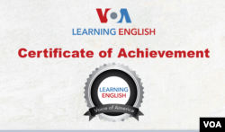 VOA Learning English Certificate of Achievement
