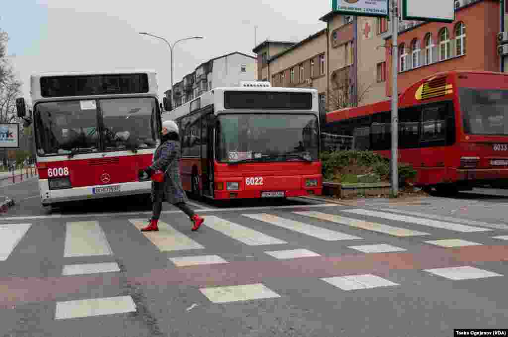 Protest of bus transporters in Skopje