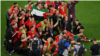 مراکش کے کھلاڑیوں نے اسپین کی شکست کے بعد فلسطینی پرچم کے ساتھ جشن منایا