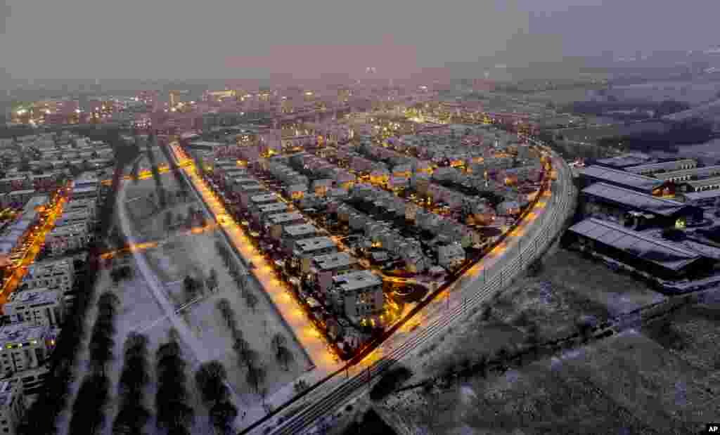 A residential area is pictured in the outskirts of Frankfurt, Germany.