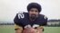 FILE - Pittsburgh Steelers running back Franco Harris is shown in 1973. Harris, the Hall of Fame running back whose heads-up thinking authored 'The Immaculate Reception,' is considered the most iconic play in NFL history. 