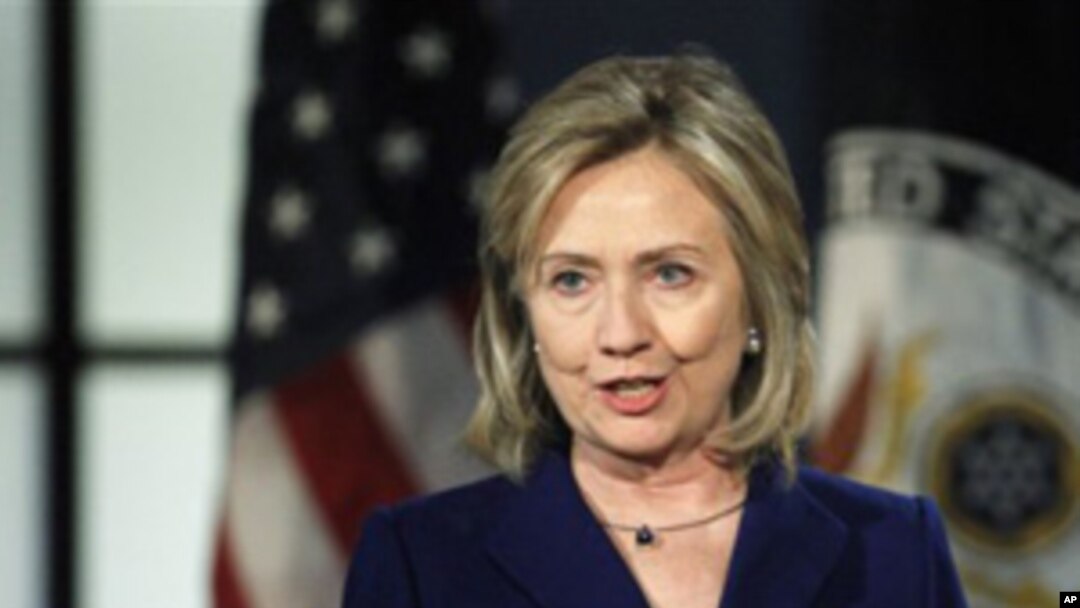 Secretary of State Hillary Rodham Clinton delivers her speech on 'Internet Rights And Wrongs: Choices & Challenges In A Networked World' at George Washington University in Washington, February. 15, 2011