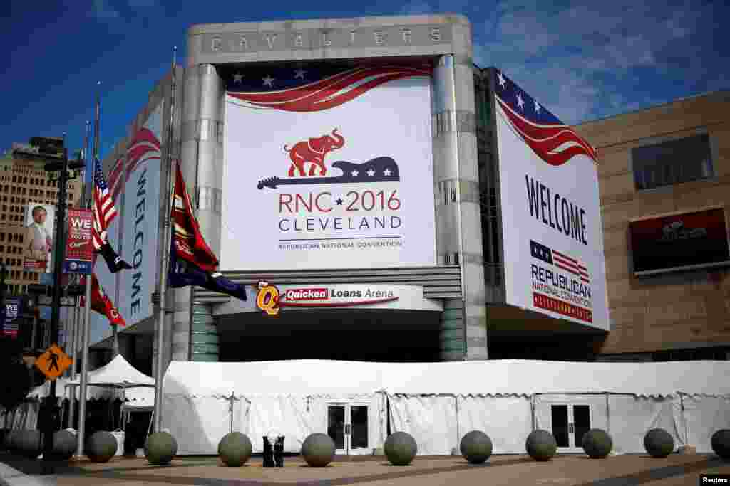 The Quicken Loans Arena is seen as setup continues in advance of the Republican National Convention in Cleveland, Ohio, July 16, 2016.