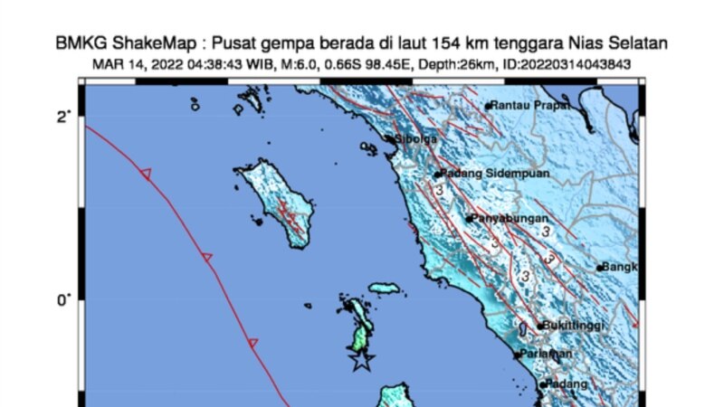 Gempa 6.7 Magnitudo Guncang Pesisir Barat Sumatera