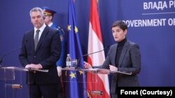 Austrijski kancelar Karl Nehamer i premijerka Srbije Ana Brnabić u Beogradu (foto: Fonet)