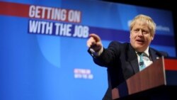 英国首相约翰逊在保守党会议上讲话。（2022年3月19日）