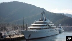  A view of Eclipse, a luxury yacht reported to belong to Russian businessman Roman Abramovich, docked at a port in the resort of Marmaris, Turkey, March 22, 2022. 