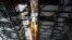 NASA's next-generation moon rocket, the Space Launch System rocket with its Orion crew capsule perched on top, March 16, 2022.