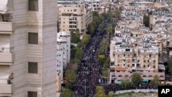 Hundreds of thousands of people attend the funeral of prominent ultra-Orthodox Rabbi Chaim Kanievsky in Bnei Brak, Israel, March 20, 2022. 