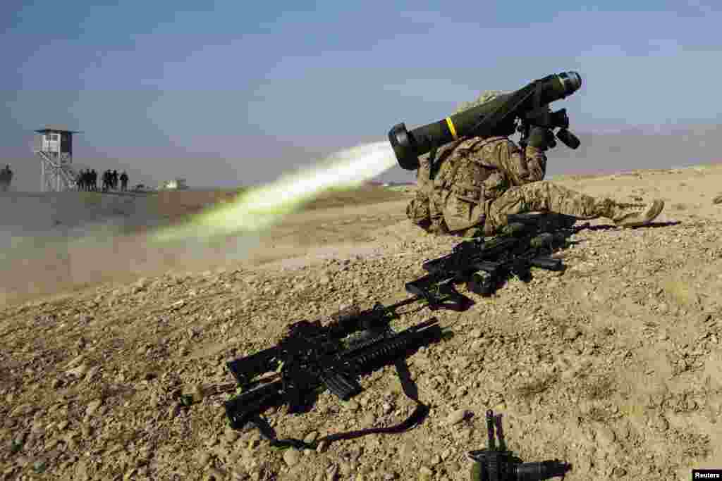 A U.S. soldier from Dragon Troop of the 3rd Cavalry Regiment fires a Javelin missile system during their first training exercise of the new year near operating base Gamberi in the Laghman province of Afghanistan.