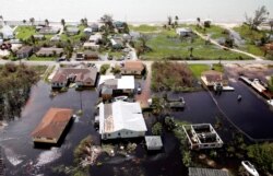 An aerial view shows a flooded area after Hurricane Dorian hit the Grand Bahama Island in the Bahamas, Sept. 4, 2019.