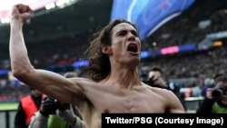 Edinson Cavani a marqué samedi son 157e but avec le PSG, devenant le meilleur buteur de l'histoire du club, Paris, France, 27 janvier 2018. (Twitter/PSG)