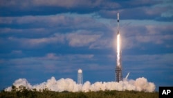 FILE - In this photo provided by South Korea Defense Ministry, South Korea's second military spy satellite lifts off from the Kennedy Space Center in Cape Canaveral, Fla., on Sunday, April 7, 2024. (South Korea Defense Ministry via AP)
