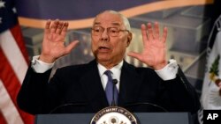 Former Secretary of State Colin Powell speaks at a reception celebrating the completion of the U.S. Diplomacy Center Pavilion at the State Department in Washington, Tuesday, Jan. 10, 2017. (AP Photo/Sait Serkan Gurbuz)