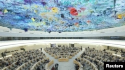 2022년 3월4일 스위스 제네바에서 유엔 인권이사회 회의가 열리고 있다. (자료사진)