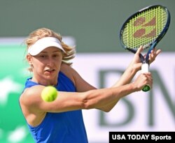 Petenis Australia Daria Saville dalam pertandingan melawan Shuai Zhang (CHN) pada hari ke-empat Kejuaraan BNP Paribas Open di Indian Wells Tennis Garden. (Jayne Kamin-Oncea-USA TODAY Sports)