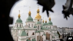 被聯合國教科文組織列為世界文化遺產的烏克蘭基輔聖索菲亞大教堂（2022年3月26日）